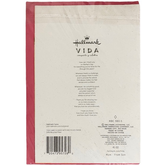 Hallmark VIDA Spanish Mothers Day Card for Mom (How Can I Thank You?) - Picture 7 of 7